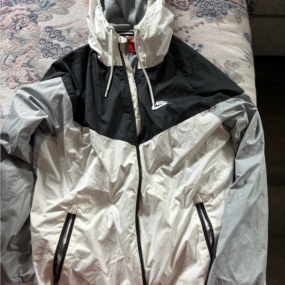 Nike Black and Gray Windbreaker Jacket with Hood